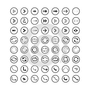 Arrow icons set. Direction, curve, repeat, loading, refresh incons set