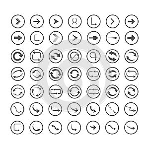 Arrow icons set. Direction, curve, repeat, loading, refresh incons set