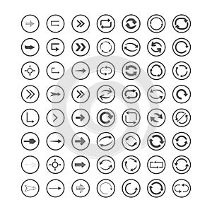 Arrow icons set. Direction, curve, repeat, loading, refresh incons set