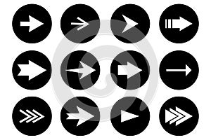 Arrow icons set in flat style. Design element. Hand click icon set. Arrow icon. Vector illustration. stock image.