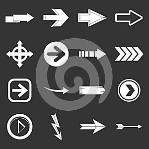 Arrow icons set grey vector