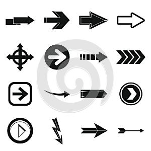 Arrow icons set, simple style