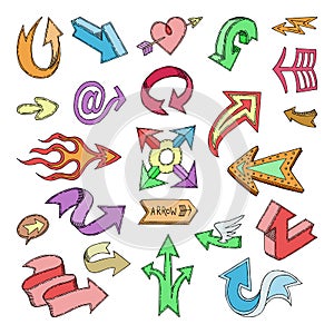 Arrow icons vector arrowheads direction or arrowy cursed pointer design up down narrow circle collection illustration