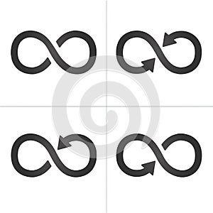 Arrow Infinity symbol icon set. Vector Illustration isolated on white background.