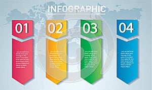 Arrow infographic concept. Vector template with 4 options, parts, stages, buttons. Can be used for web, diagram, graph, presentati photo