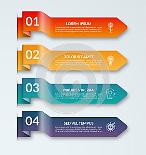 Arrow infographic design elements. Vector banner with 4 options