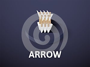 Arrow isometric icon, on color background