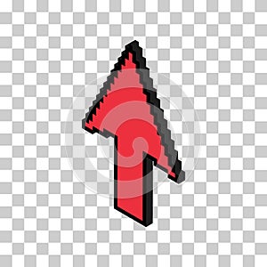 Arrow isometric pixel icon, web cursor click mouse symbol, computer pointer vector illustration