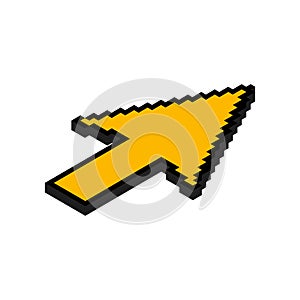Arrow isometric pixel icon, web cursor click mouse symbol, computer pointer vector illustration