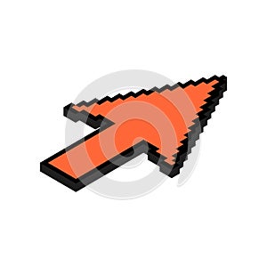 Arrow isometric pixel icon, web cursor click mouse symbol, computer pointer vector illustration
