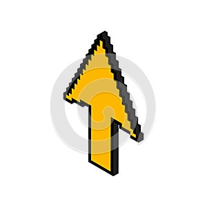 Arrow isometric pixel icon, web cursor click mouse symbol, computer pointer vector illustration