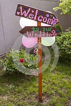 Arrow labeled wedding