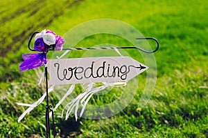 Arrow labeled wedding