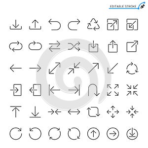 Arrow line icons. Editable stroke
