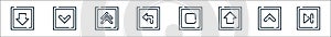 Arrow line icons. linear set. quality vector line set such as next, up arrow, up arrow, stop, turn left, up down