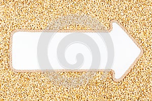 Arrow made of rope and barley with a white background