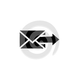 arrow on an mail envelope icon. Simple glyph, flat vector of Web icons for UI and UX, website or mobile application