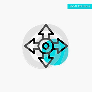 Arrow, Map, Location, Navigation turquoise highlight circle point Vector icon