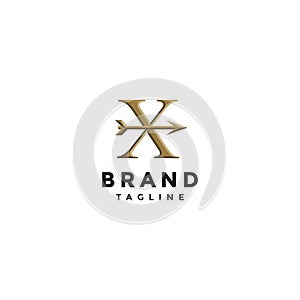 Arrow in the Middle of Initial Letter X Logo Design