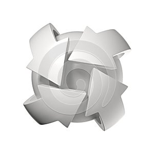 Arrow orbiting around the sphere 3d rendering