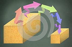 Arrow origami paper texture style down to the box