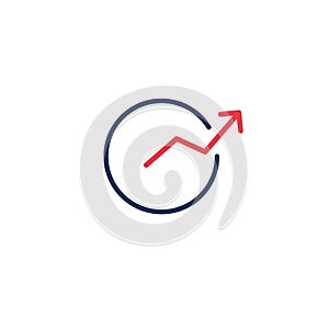 arrow out of circle indicates the growth direction. icon. Stock vector illustration isolated on white background