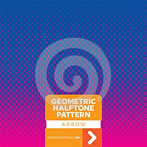 Seamless halftone arrows pattern on blue background