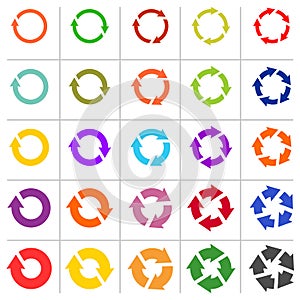 25 arrow pictogram refresh reload rotation loop sign set. photo