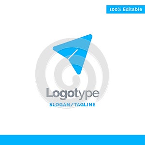 Arrow, Pin, Mouse, Computer Blue Solid Logo Template. Place for Tagline