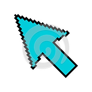 Arrow pixel icon, web cursor click mouse symbol, computer pointer vector illustration