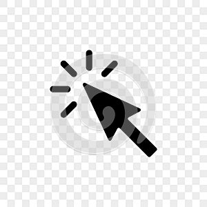 Arrow pointer or click button vector icon of arrow cursor pointer clicking