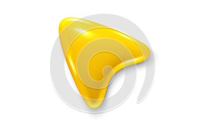 Arrow pointer, mouse cursor 3d icon. Computer interface tool. Click here yellow arrow. Vector