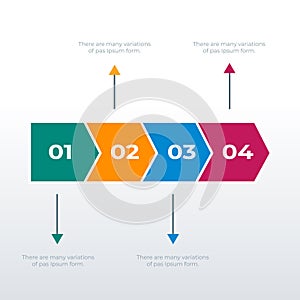 Arrow process infographic template design. Business concept infograph with 4 options, steps or processes. Vector visualization can