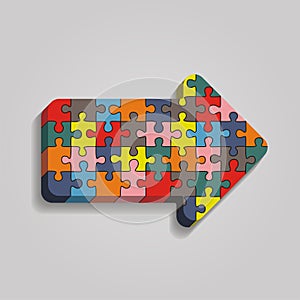 Arrow puzzle concept on gray background. Vector