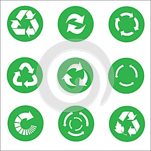 Arrow recycle icon set vector