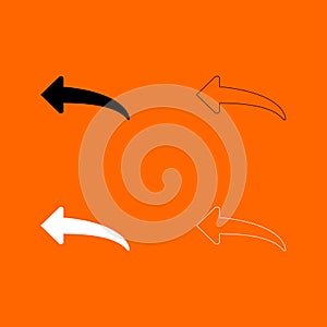 Arrow return or reply black and white set icon .