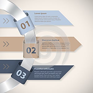 Arrow ribbons around metallic ring infographic template