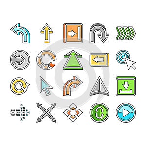 arrow right next sign up icons set vector