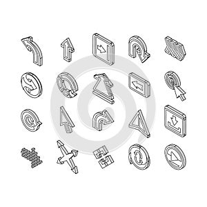 arrow right next sign up isometric icons set vector