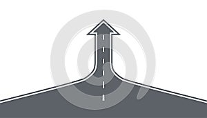 Straight road turning into ascending arrow