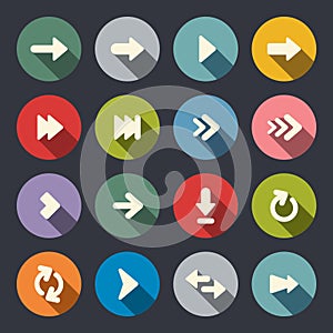 Arrow sign flat icon set