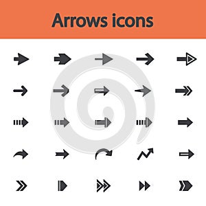 Arrow sign flat icon set. Simple internet button