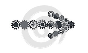 Arrow sign icon, Next button with gears vector