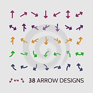 Arrow Sign Icon Set, Clipart Vector Design