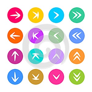 Arrow sign icon set in flat style