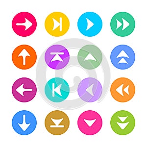 Arrow sign icon set in flat style