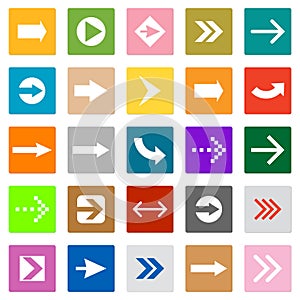 Arrow sign icon set square shape internet button