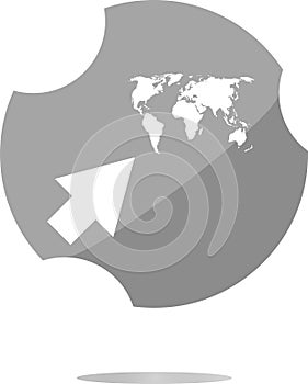 Arrow sign icon with world map sign. Arrows symbol. Icon for App. Web button