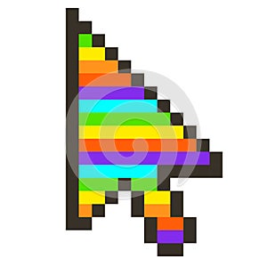 Arrow sign illustration. Vector. Icon with colors of LGBT flag. Vector illustration on white background