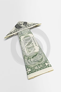 Arrow Sign Made Of Dollar Bill Pointing Upwards